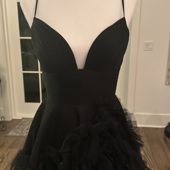 Sherri hill black a-line prom dress style 55461 - Picture 2 of 7